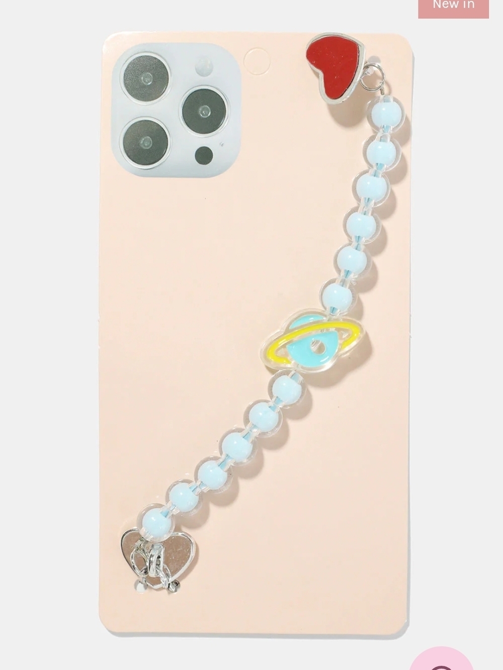 Blue Planet Beaded Phone Charm Grip with Heart Accents BNIB